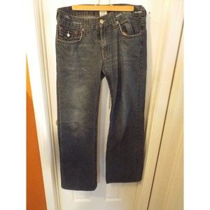 True Religion World Tour Jeans Bobby 34x34 Bootcut Dk Wash Guitar Emb Pocket